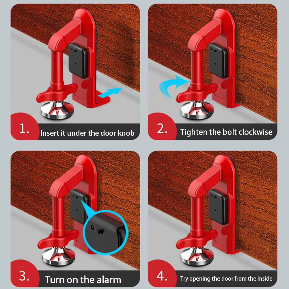 Portable Alarm Door Stopper Suction Cup Door Lock Brace Not Alarm /Alarm Type Self-Defense Security Device for anti Theft
